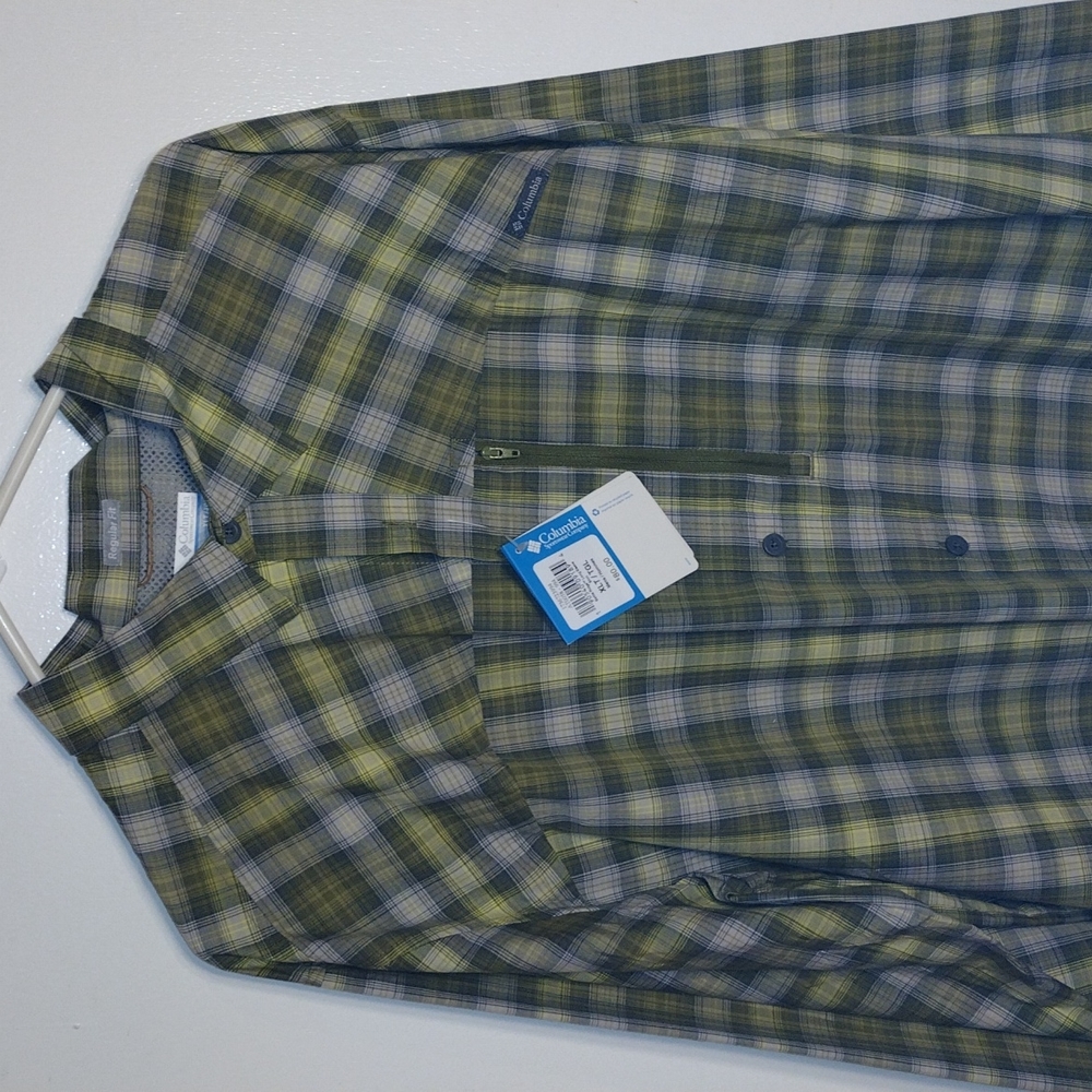 Columbia PFG Men's XL Tall Battle Ridge Long Sleeve Shirt Green Plaid NWT